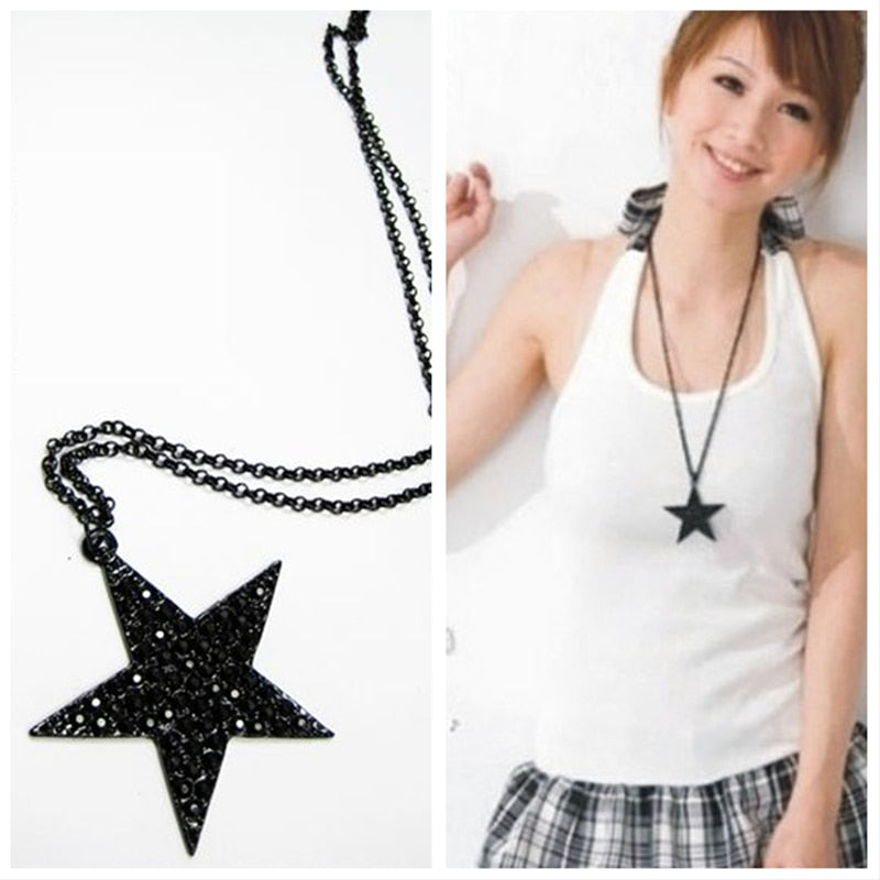 Black Pentagon Five-pointed Star Necklace