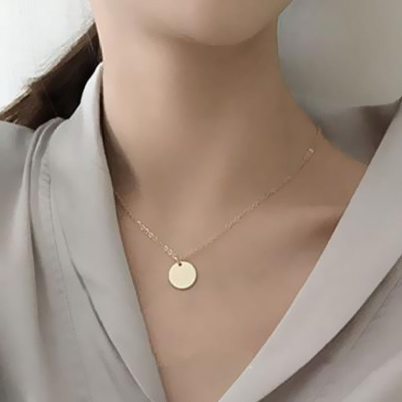 Gold Color Round Circle  Necklace
