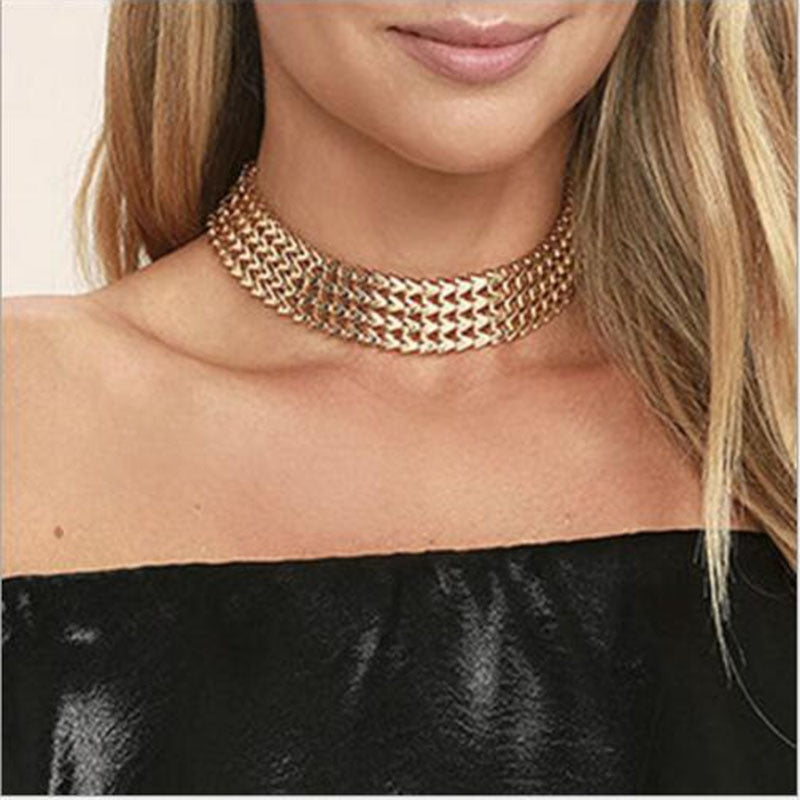 Gold Color Metal Choker Necklaces
