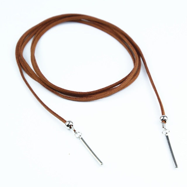 Brown Black Leather Choker Necklaces