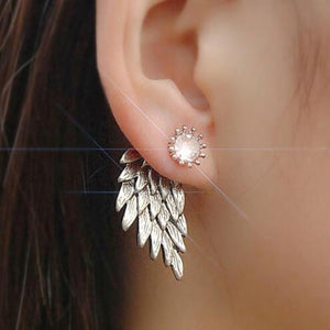 Imitation Pearl Heart Crystal Flower Leaf Angel Wings Earrings