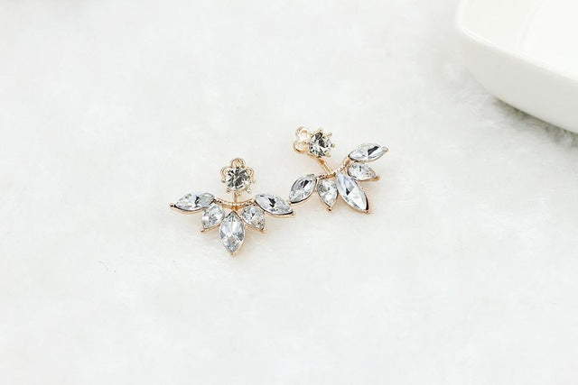 Imitation Pearl Heart Crystal Flower Leaf Angel Wings Earrings