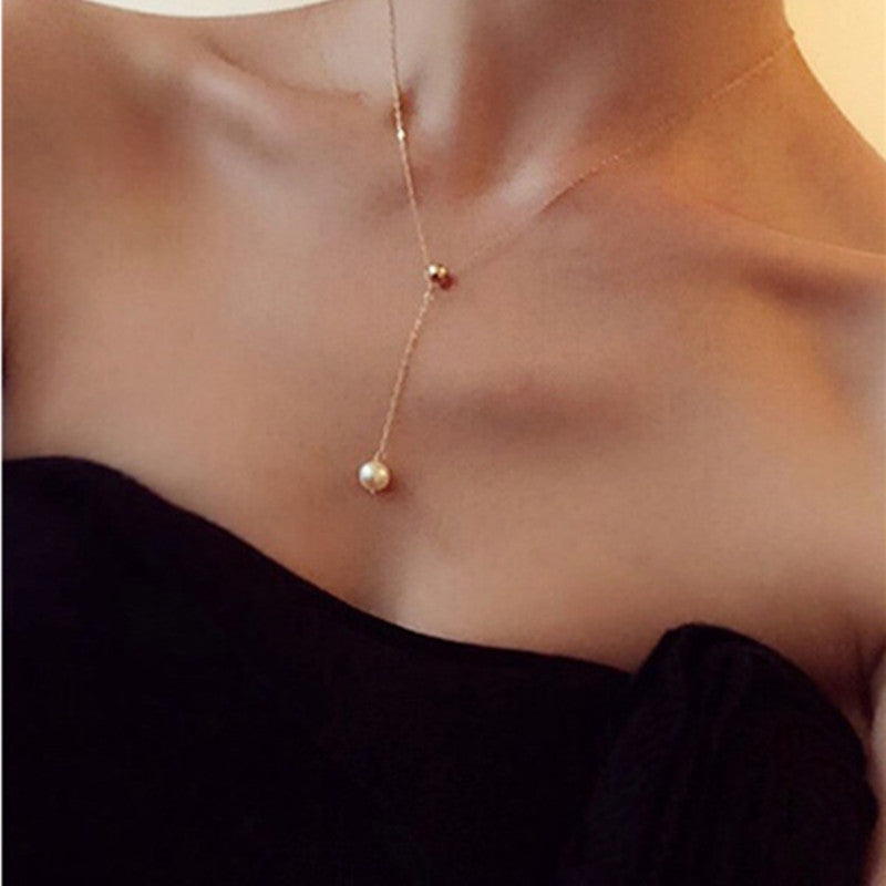 Elegant Lady Simulated Pearl Long Pendant Necklaces