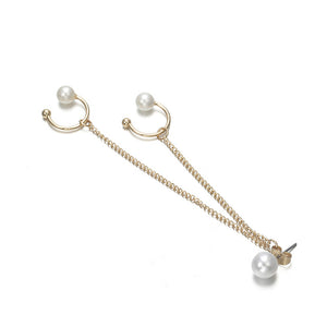 Tassel Chain Imitation Pearl Earrings