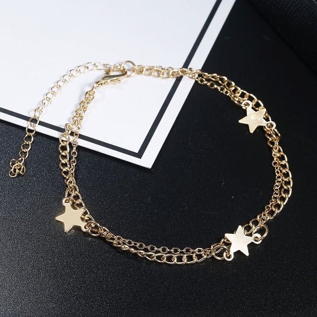 Summer Style New MultiLayer Star Pendant Anklet
